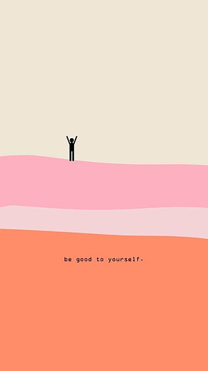 Minimalist Stick Figure on Pastel Hills with Motivational Quote HD phone wallpaper