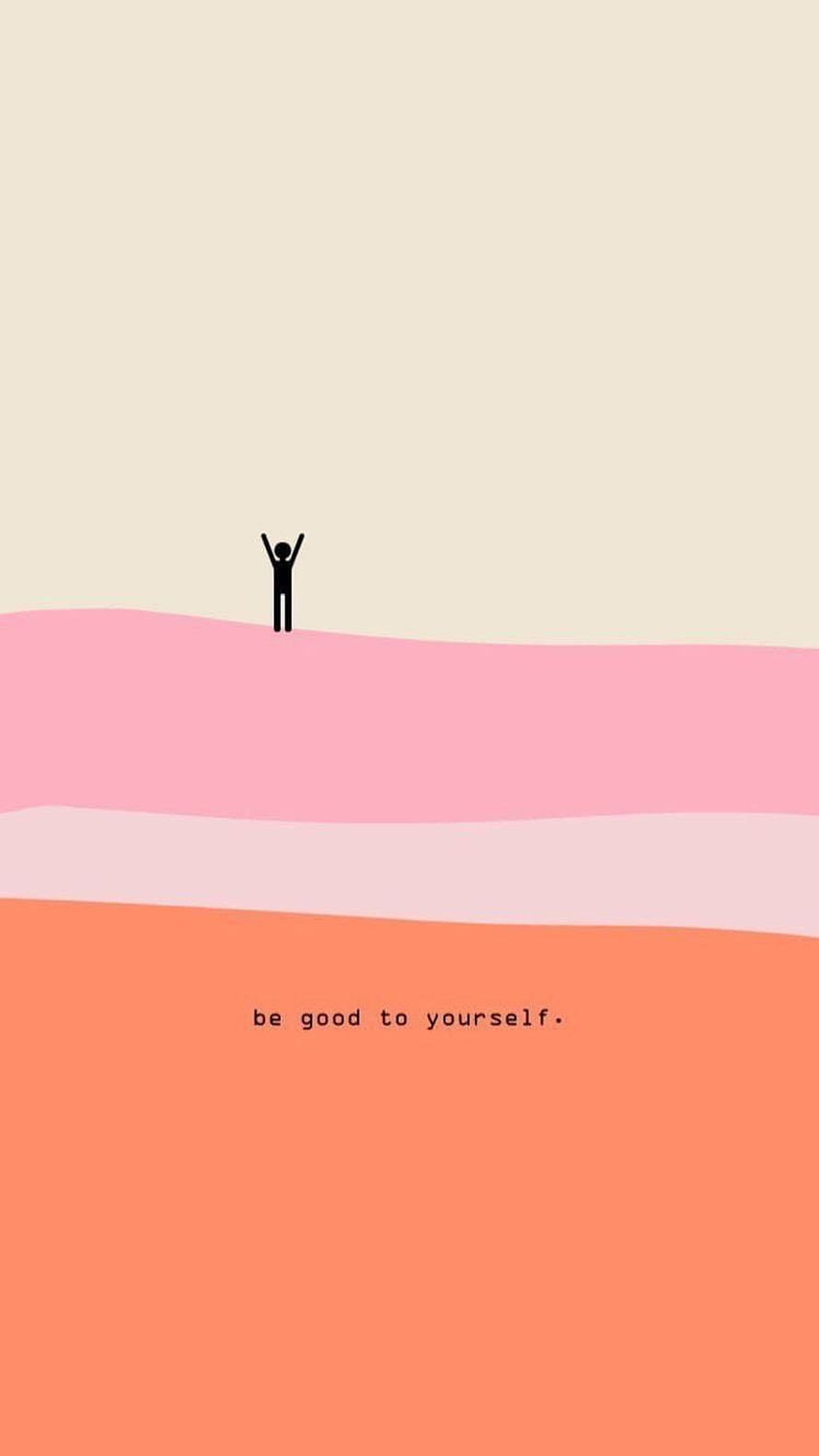 Minimalist Stick Figure on Pastel Hills with Motivational Quote HD phone wallpaper
