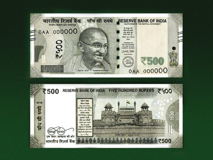 Indian 500 Rupee Banknote Featuring Mahatma Gandhi and Red Fort Architecture HD wallpaper