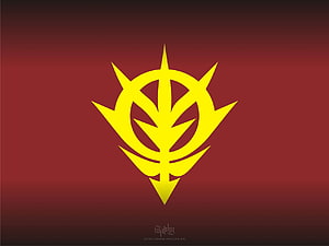 Zeon Empire Emblem Logo on Dark Red Gradient Background HD wallpaper