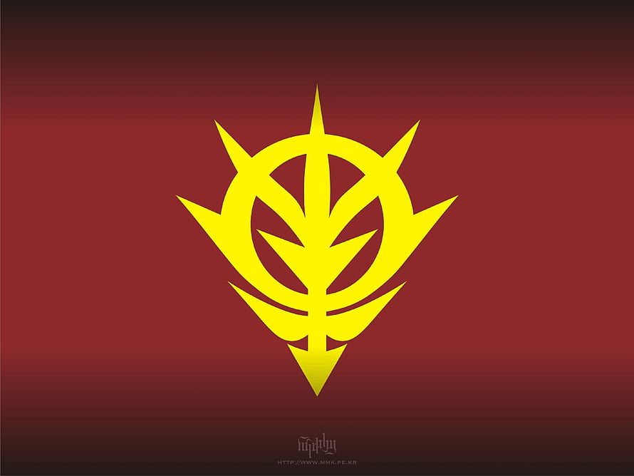 Zeon Empire Emblem Logo on Dark Red Gradient Background HD wallpaper