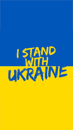 I Stand With Ukraine Solidarity Message on Blue and Yellow Flag Background HD phone wallpaper