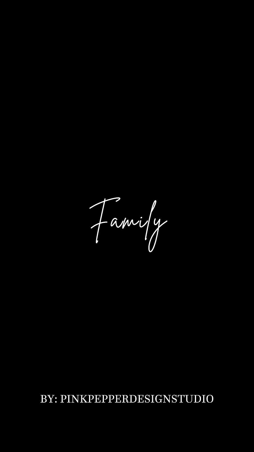 Minimalist Family Cursive Script on Black Background HD phone wallpaper