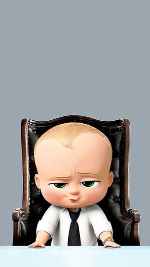 The Boss Baby 3D Character Sitting in Executive Leather Chair HD phone wallpaper