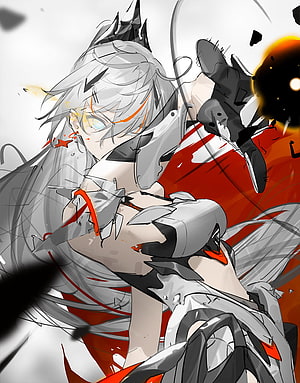 Herrscher of Flamescion Anime Character Artwork with White Hair and Red Armor HD phone wallpaper