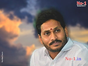 Portrait of YS Jagan in a white shirt with a dramatic sunset sky background HD wallpaper