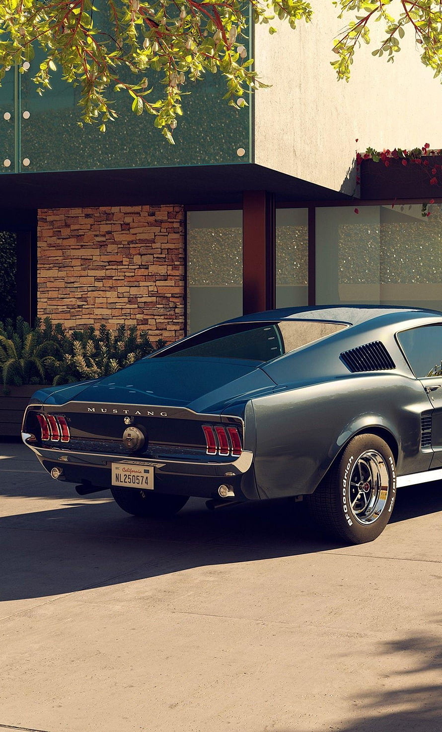1967 Ford Mustang Shelby GT500 Rear Three-Quarter View in Teal Blue HD phone wallpaper