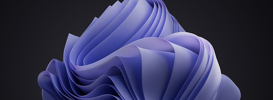 Windows 11 Default Wallpaper Featuring Abstract Blue Ribbon Sculpture on Dark Background HD wallpaper
