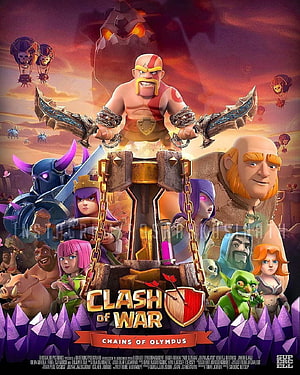 Clash of War Chains of Olympus Movie Poster with Barbarian King and Heroes HD phone wallpaper
