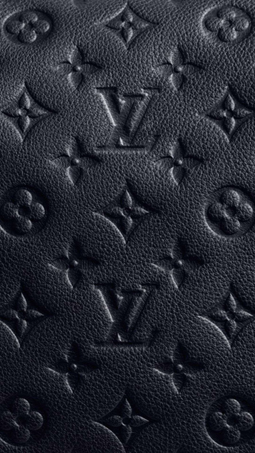 Louis Vuitton Monogram Embossed Black Leather Texture Pattern HD phone wallpaper