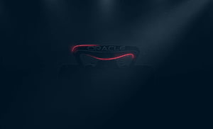 Oracle Red Bull Racing Formula One Car Silhouette with Glowing Red Accent in Dark Atmosphere HD wallpaper