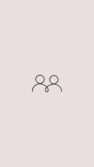 Minimalist continuous line art of two connected figures on a soft beige background HD phone wallpaper