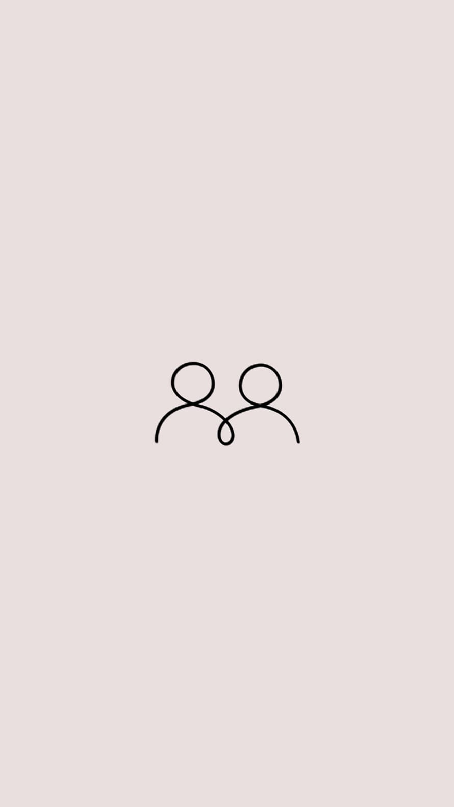 Minimalist continuous line art of two connected figures on a soft beige background HD phone wallpaper
