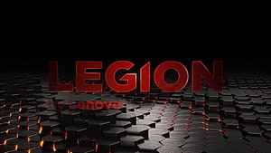 Lenovo Legion Gaming Brand Logo on Dark Hexagonal Grid Background HD wallpaper
