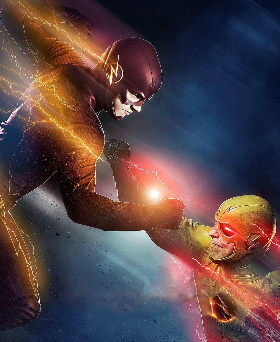 The Flash and Reverse Flash Clash in Epic Lightning Duel HD phone wallpaper