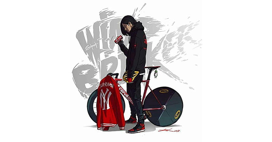 Wind Breaker Anime Character with Racing Bicycle and Streetwear Illustration HD wallpaper