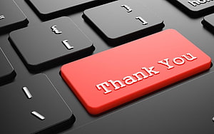 Red Thank You Key on Black Keyboard Close-Up HD wallpaper