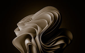 Abstract 3D Flowing Ribbon Sculpture in Warm Taupe Tones Against a Dark Background HD wallpaper