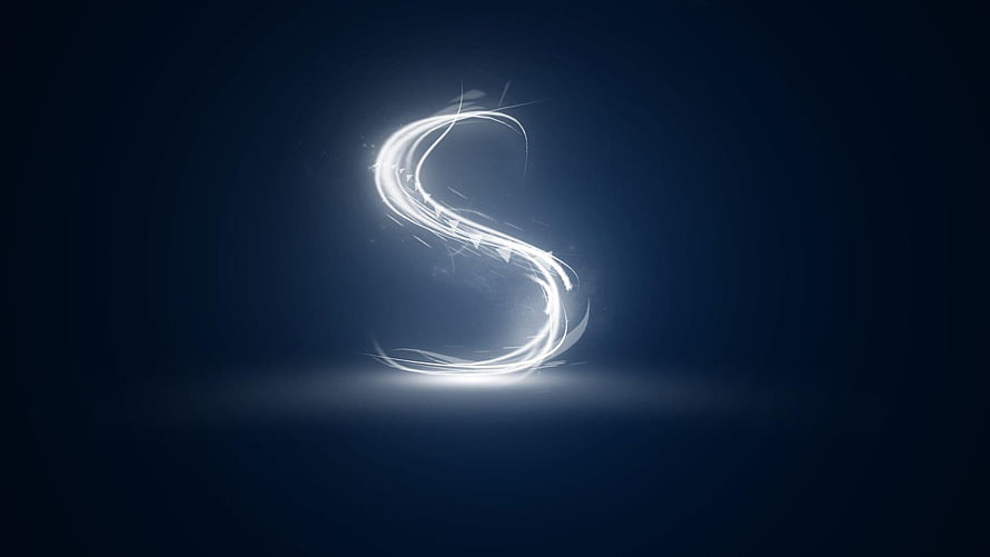 Glowing Letter S Light Trail on Dark Blue Background HD wallpaper
