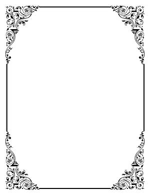 Black and White Ornamental Floral Corner Frame Design for Stationery and Print Layouts HD phone wallpaper
