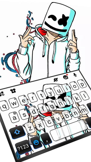 Doodle Dj Keyboard Theme Featuring Marshmello Illustration on Smartphone Interface HD phone wallpaper