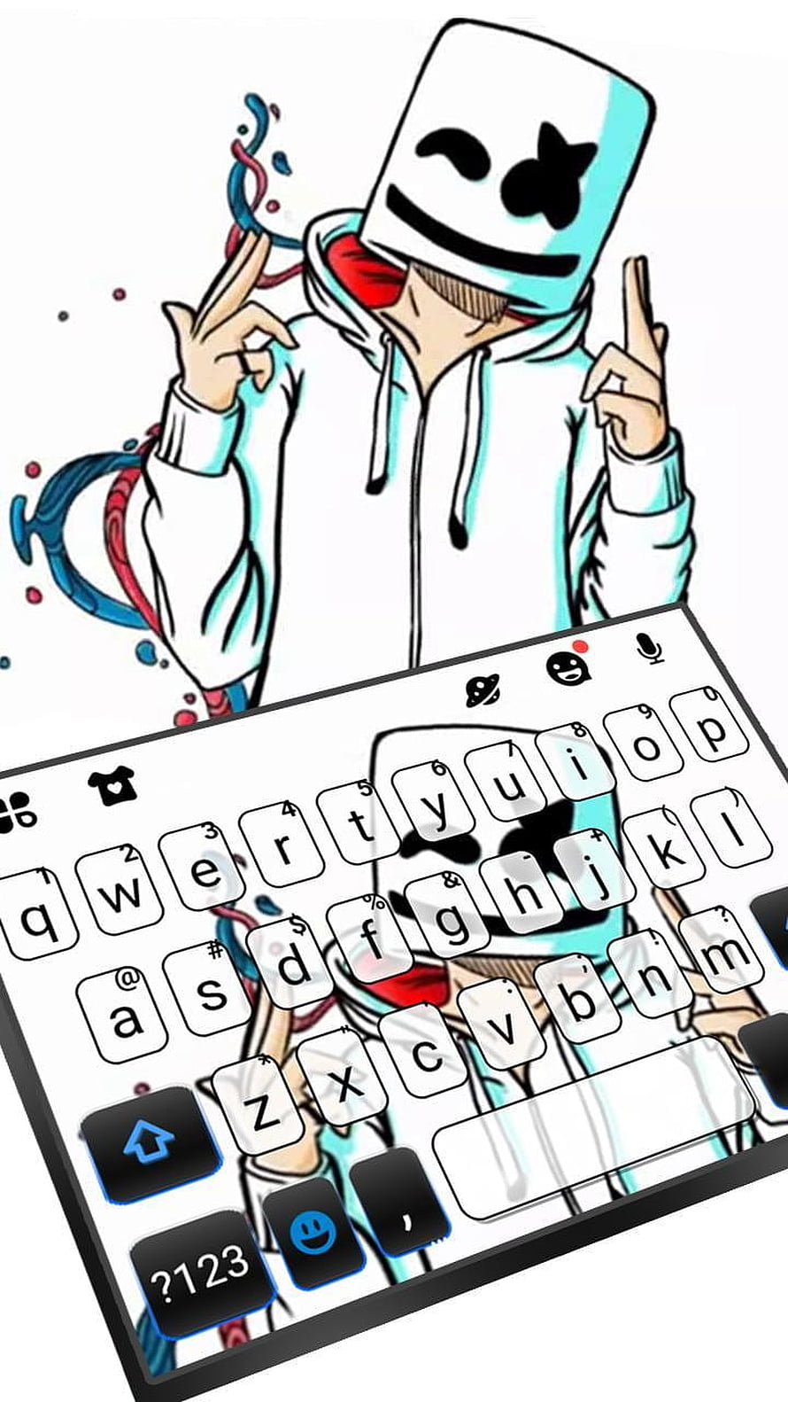 Doodle Dj Keyboard Theme Featuring Marshmello Illustration on Smartphone Interface HD phone wallpaper