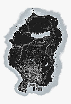 GTA V Los Santos and Blaine County Map in Monochrome Black and White Style HD phone wallpaper