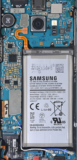 Samsung Galaxy S9 Internal Hardware Layout With Battery And Circuit Board HD phone wallpaper
