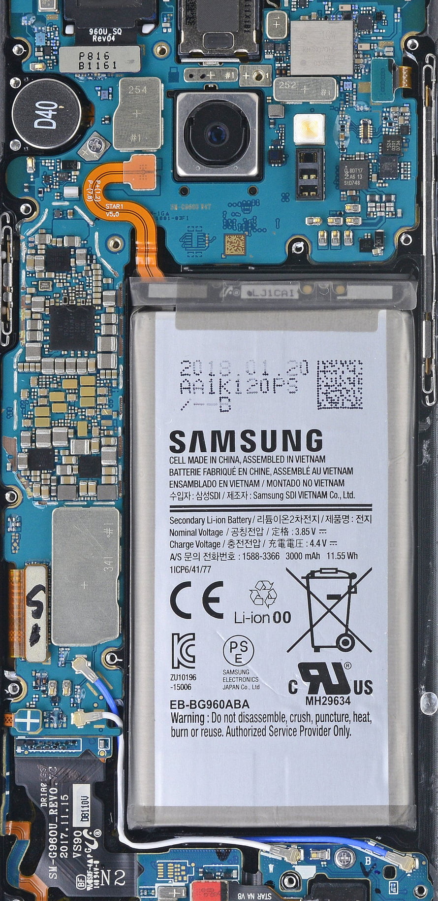 Samsung Galaxy S9 Internal Hardware Layout With Battery And Circuit Board HD phone wallpaper