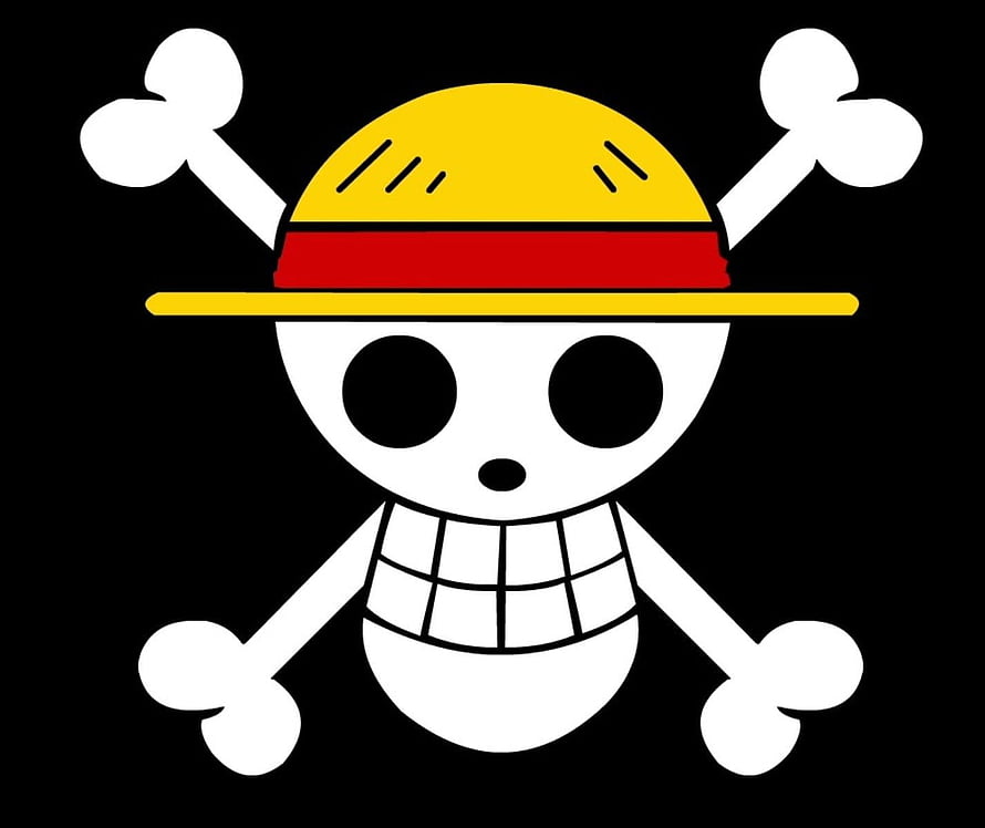 One Piece Jolly Roger Skull and Crossbones Pirate Flag Logo HD wallpaper
