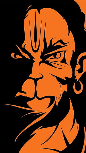 Bhajarangi Fierce Portrait in High-Contrast Orange and Black Minimalist Style HD phone wallpaper