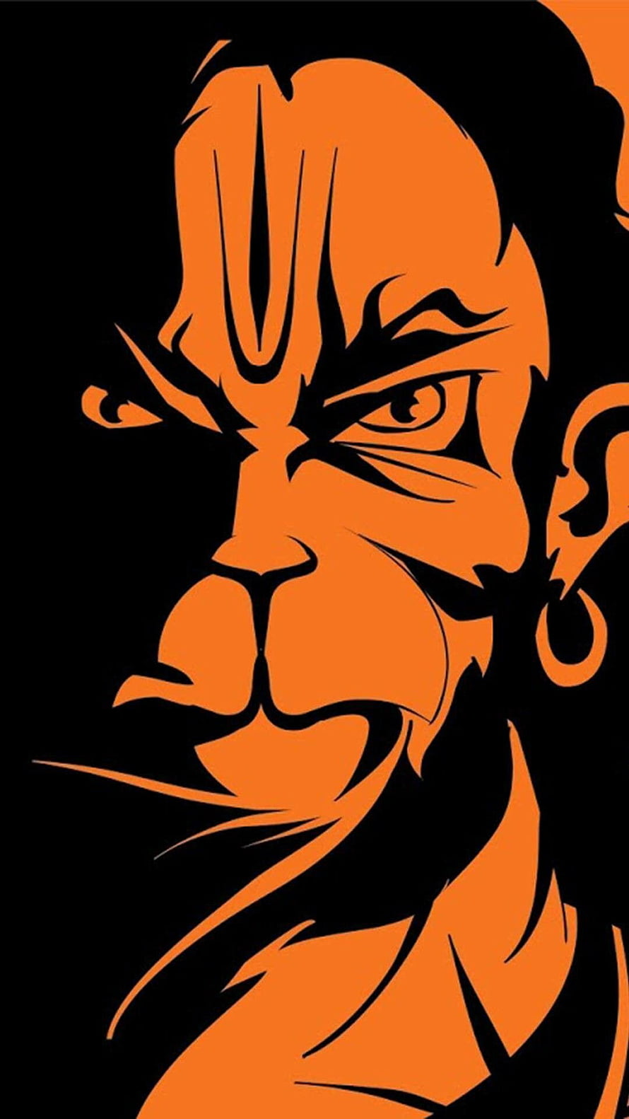 Bhajarangi Fierce Portrait in High-Contrast Orange and Black Minimalist Style HD phone wallpaper