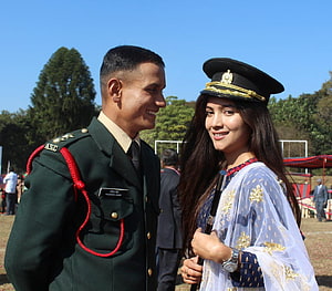 Indian Military Academy Couple in Formal Uniforms at Outdoor Ceremony HD wallpaper