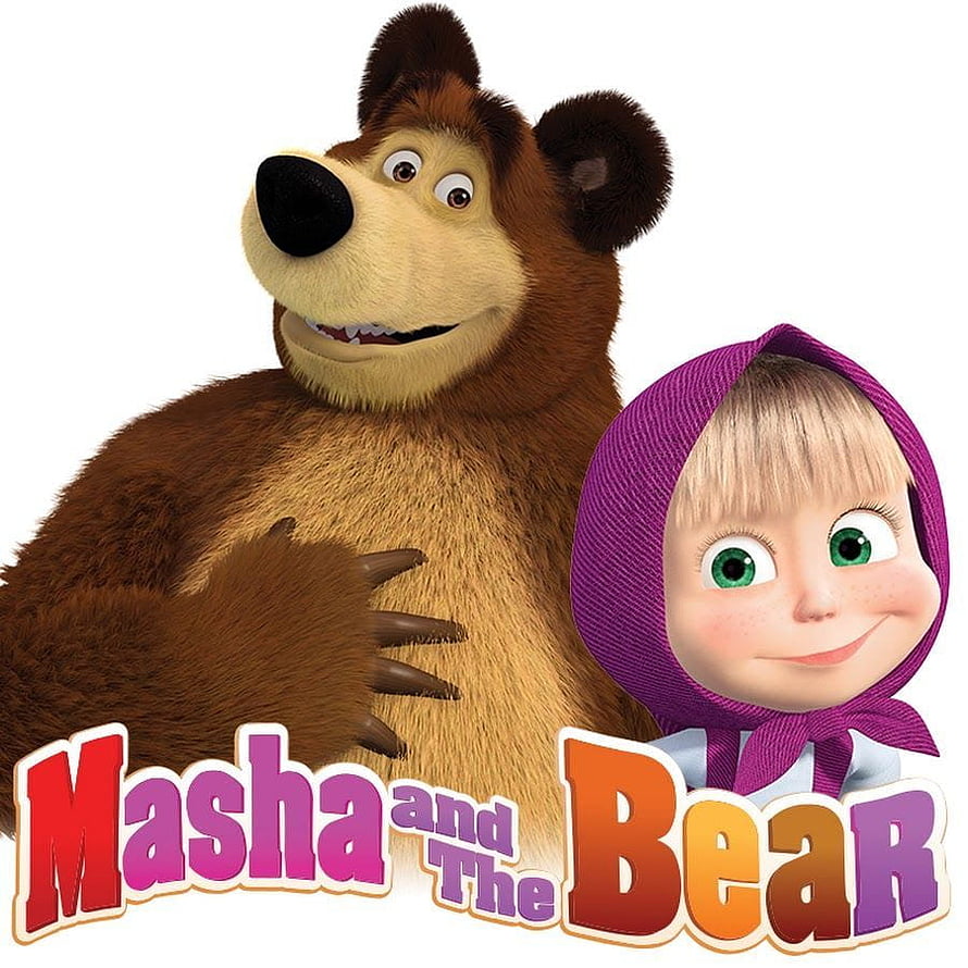 Masha and The Bear 3D Animated Characters with Purple Headscarf and Brown Fur HD phone wallpaper