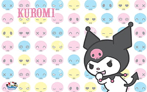 Kuromi Character Wallpaper with Pastel Skull Pattern Background HD wallpaper