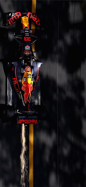 Max Verstappen Red Bull Racing F1 Car Top Down View with Sparks HD phone wallpaper