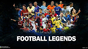 Collage of Iconic Soccer Players and Football Legends in Action HD wallpaper