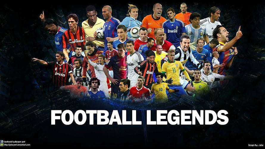 Collage of Iconic Soccer Players and Football Legends in Action HD wallpaper