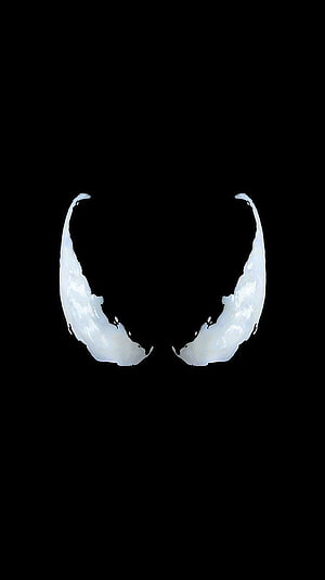 Venom Eyes Abstract White Horns on Black Background Minimalist Wallpaper HD phone wallpaper