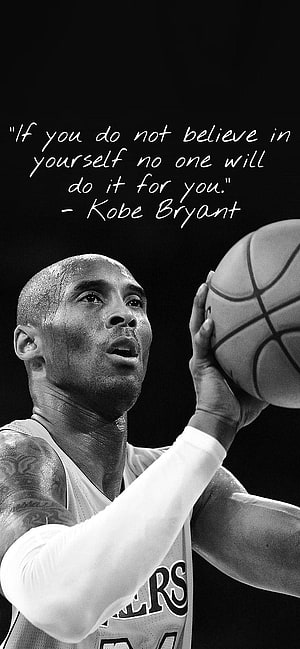 Kobe Bryant Black and White Portrait with Motivational Quote HD phone wallpaper