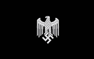 White German Imperial Eagle Emblem with Swastika on Black Background HD wallpaper