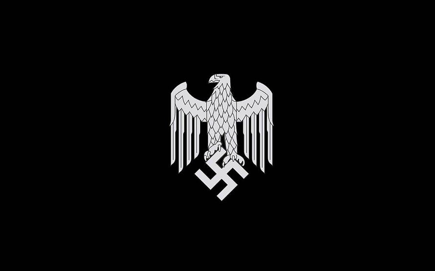 White German Imperial Eagle Emblem with Swastika on Black Background HD wallpaper