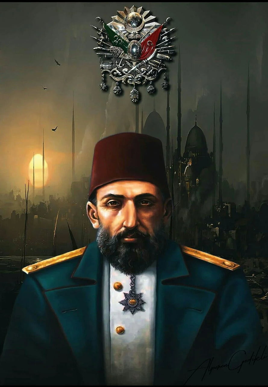 Sultan Abdulhamid II Digital Portrait with Ottoman Military Uniform and Imperial Emblem HD phone wallpaper