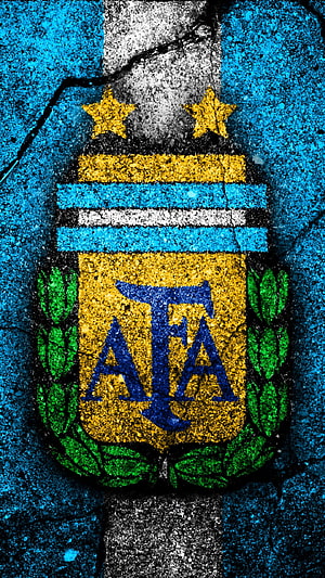 Argentina National Football Team Crest on Cracked Concrete Texture HD phone wallpaper