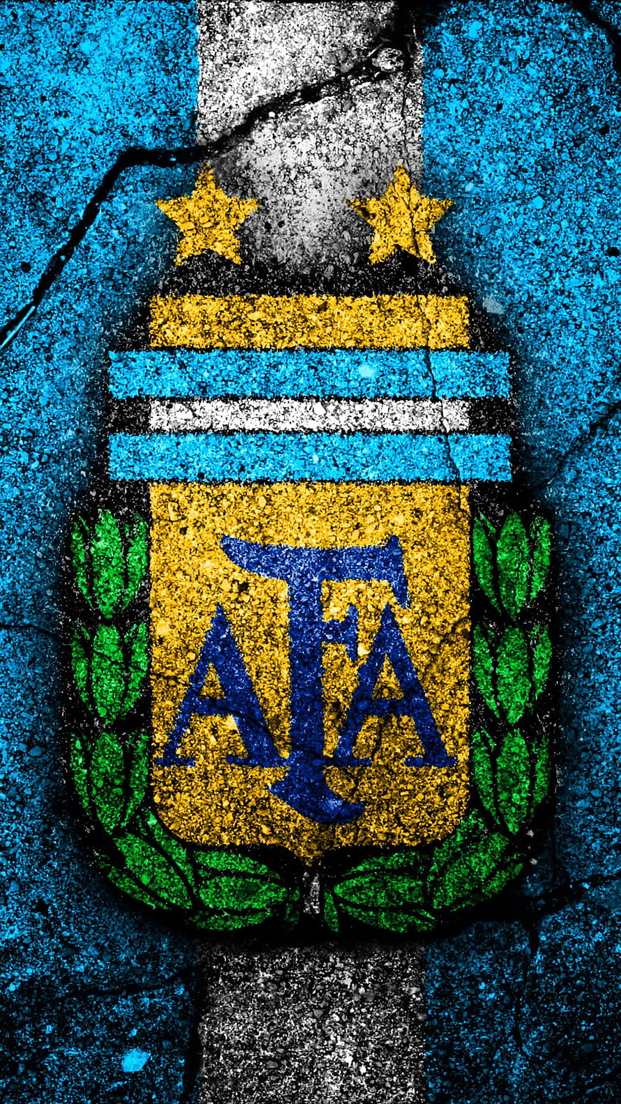 Argentina National Football Team Crest on Cracked Concrete Texture HD phone wallpaper