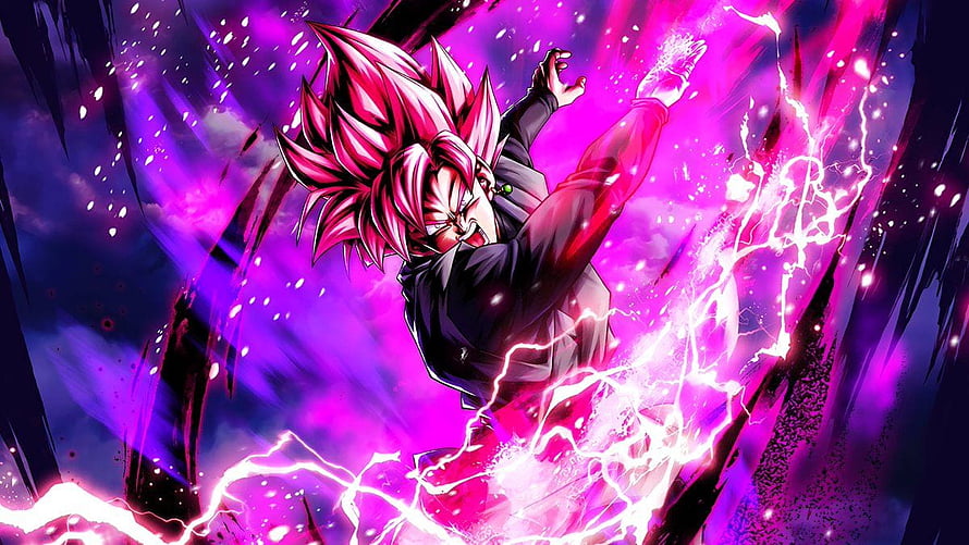 Goku Super Saiyan 4 Anime Character with Pink Hair and Electric Energy Burst HD wallpaper