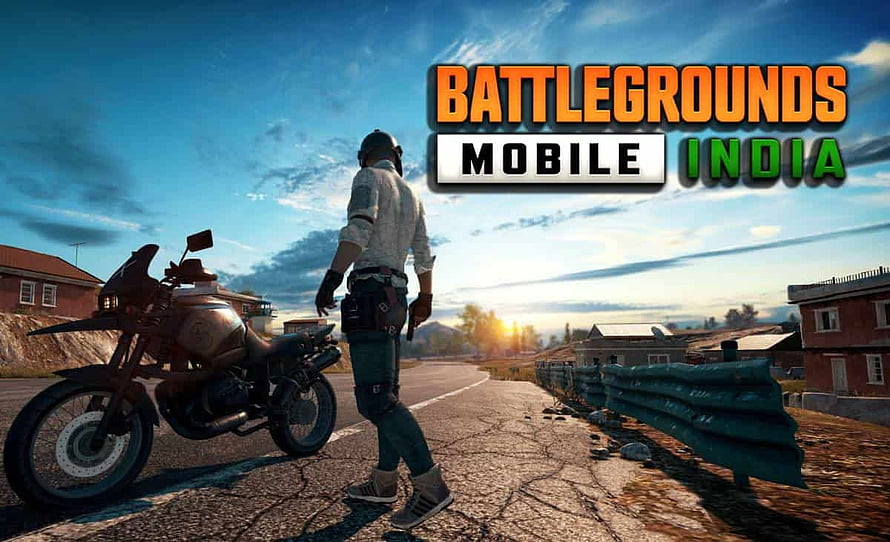 Battlegrounds Mobile India Soldier Walking Beside Motorcycle on Rural Road at Sunset HD wallpaper