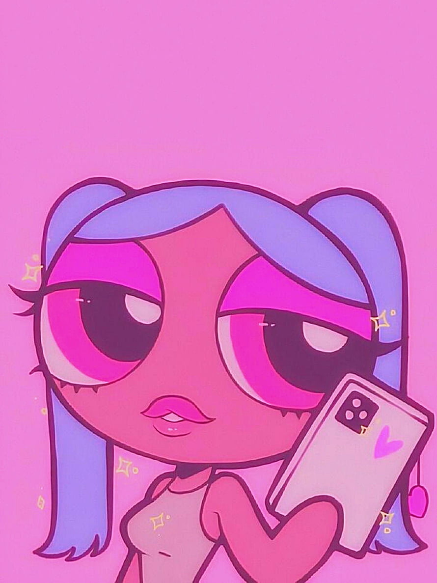 Powerpuff Girls Baddie Style Cartoon Girl Holding Smartphone HD phone wallpaper
