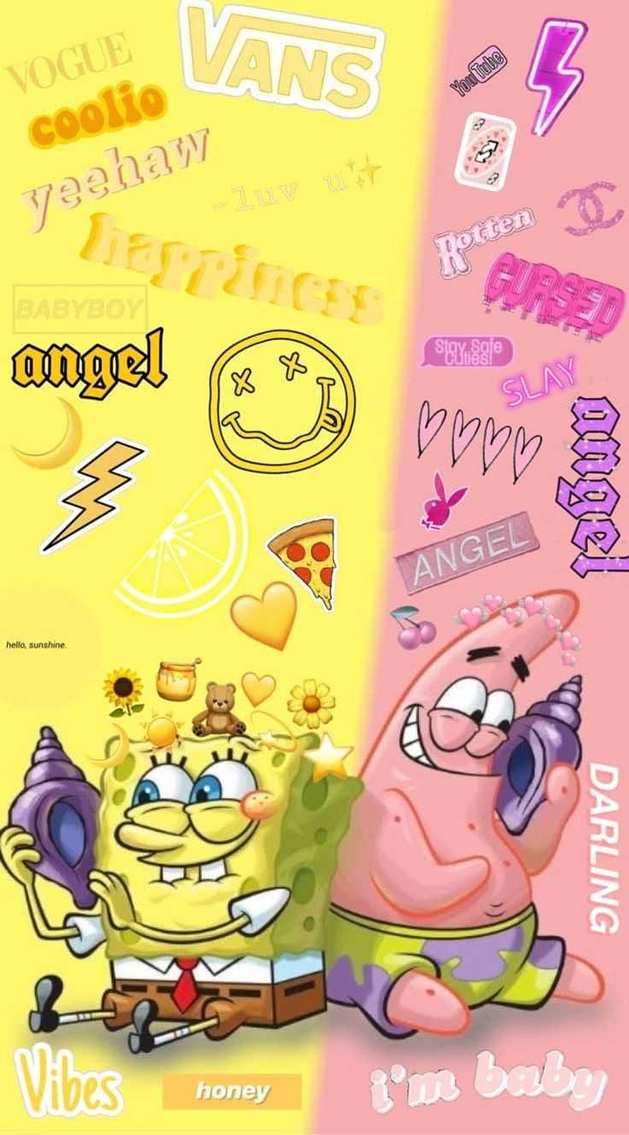 SpongeBob and Patrick Star Y2K Aesthetic Friends Wallpaper HD phone wallpaper