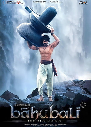 Baahubali The Beginning Movie Poster with Warrior Carrying Stone HD phone wallpaper